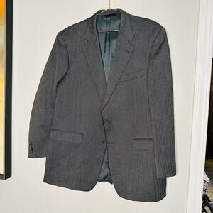 BURBERRY London Mens Gray Herringbone 44 Long Wool Silk Blend Blazer Size 44
